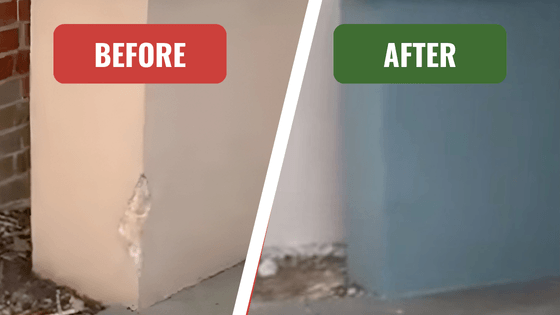 Rendering and crack repair before and after Port Melbourne